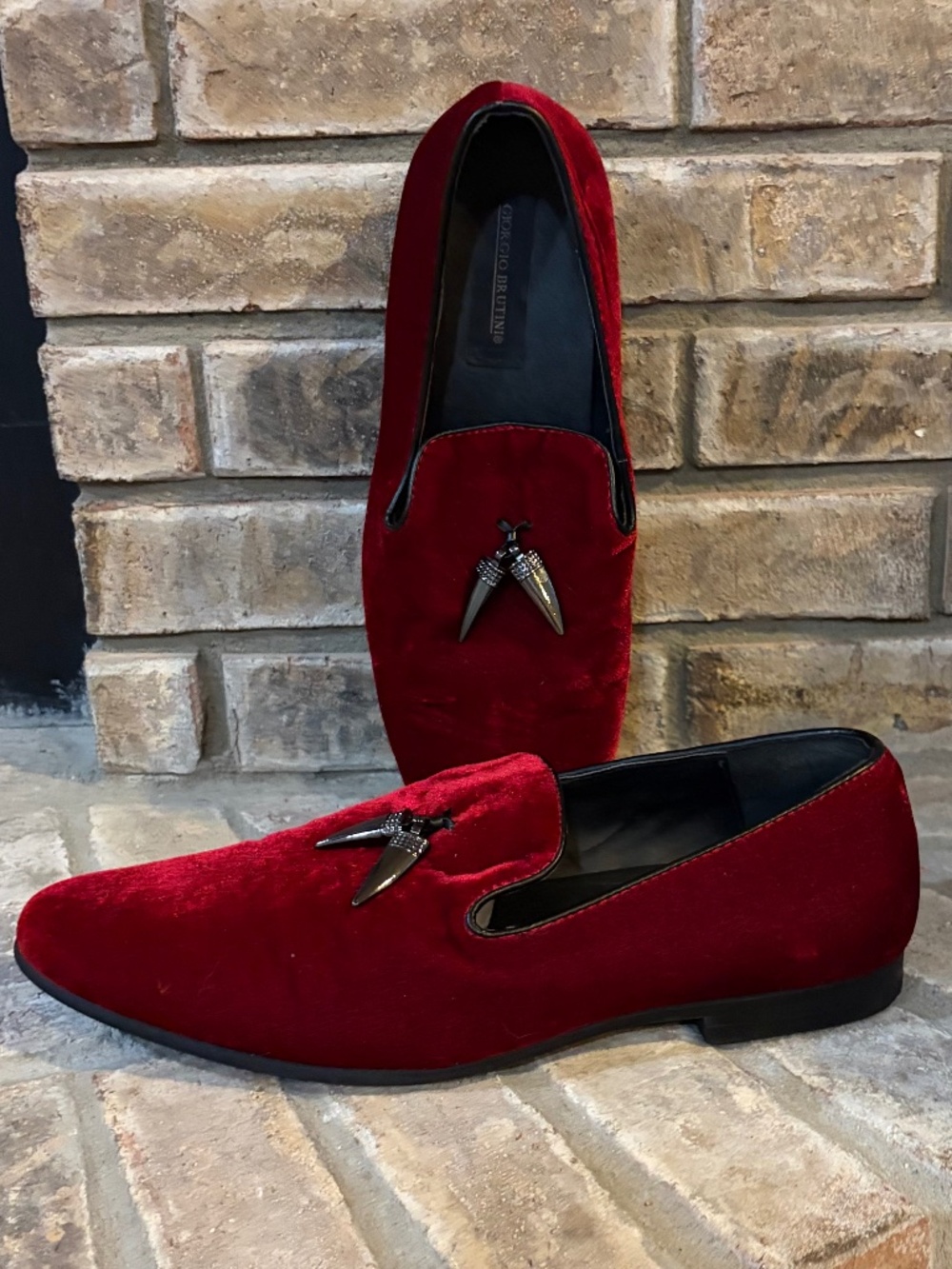 Giorgio Brutini Cowell Red Velvet Slip-On Loafers